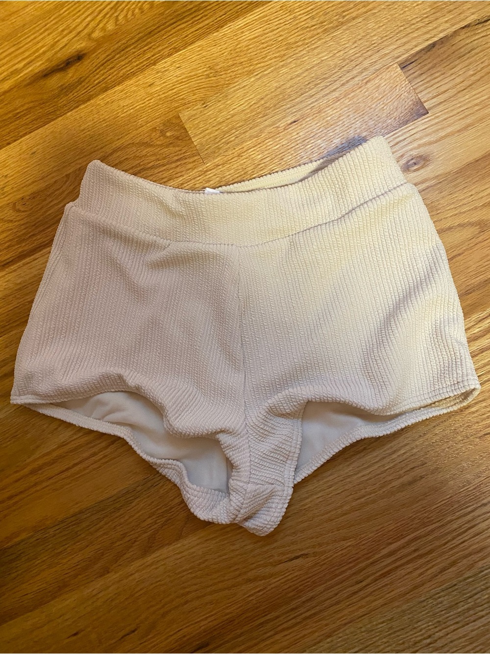 Roxy Cream Ribbed Shorty Bikini Bottoms